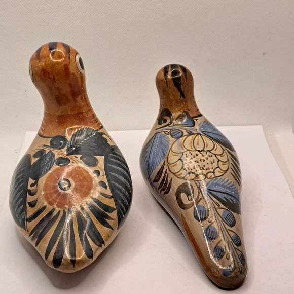 2 Mexican Tonala Pottery Bird Dove Pigeon and or Chick Figurine Hand Painted - Picture 8 of 11